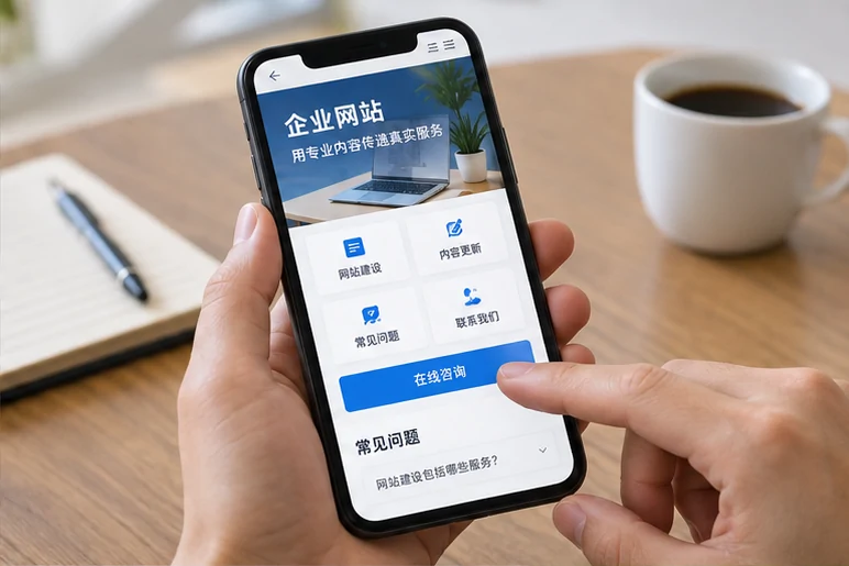 企业网站展示业务与服务信息的场景示意