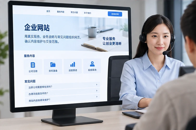 企业网站展示业务与服务信息的场景示意