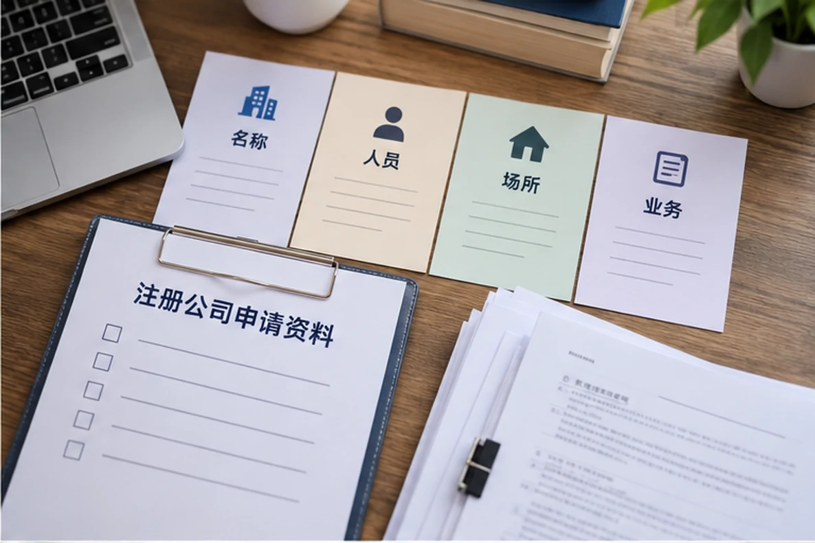 核对注册公司资料与办理事项的服务场景示意