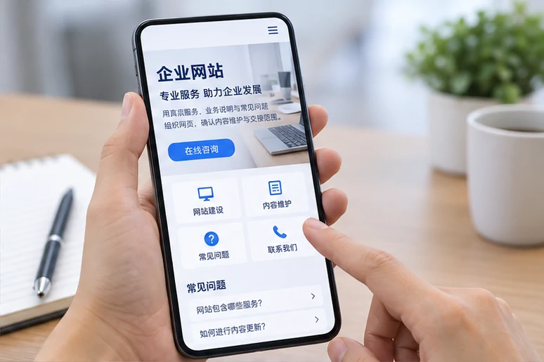 企业网站展示业务与服务信息的场景示意