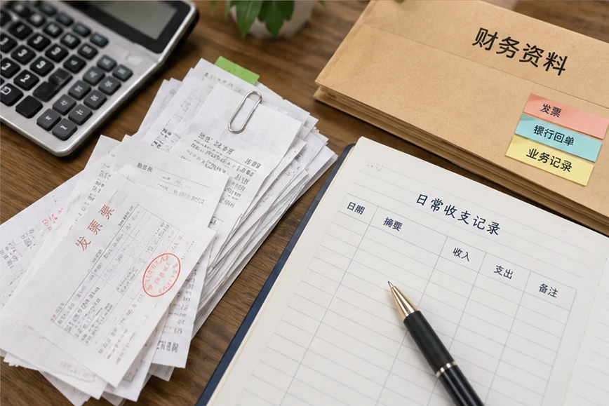 整理企业票据与日常账务资料的服务场景示意