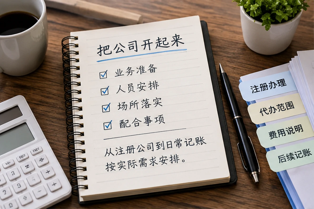创业者一起整理开办计划的服务场景示意