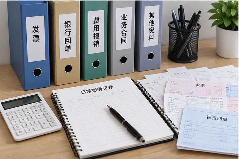 整理企业票据与日常账务资料的服务场景示意