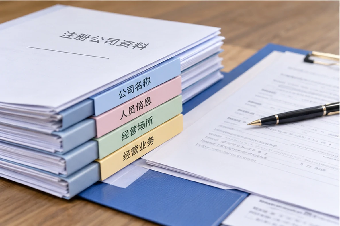 核对注册公司资料与办理事项的服务场景示意