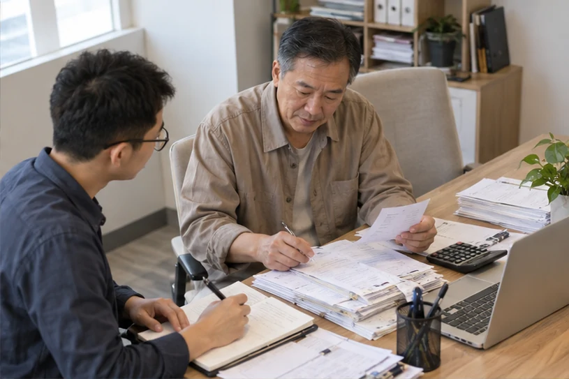 整理企业票据与日常账务资料的服务场景示意