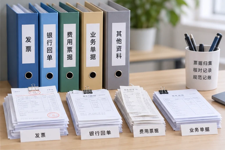 整理企业票据与日常账务资料的服务场景示意