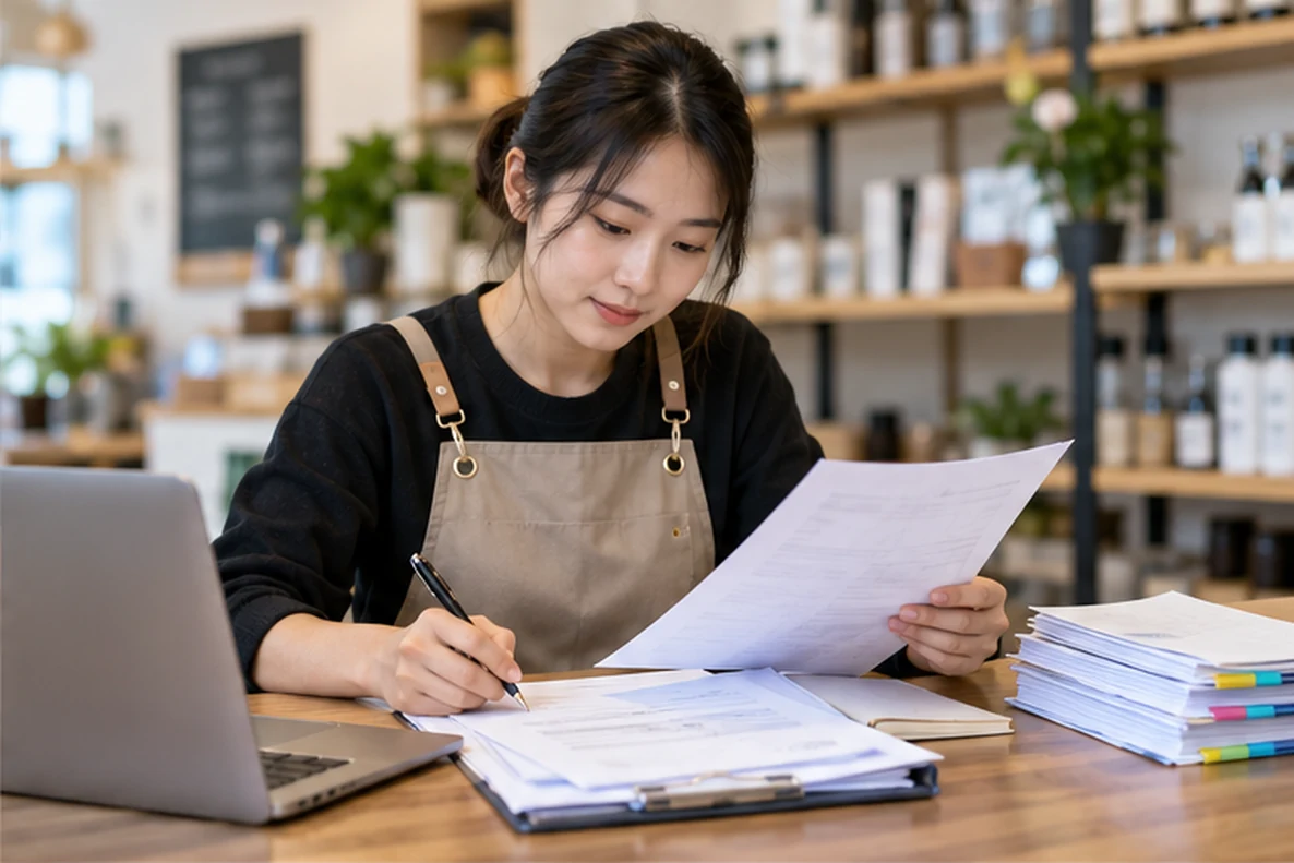 核对注册公司资料与办理事项的服务场景示意
