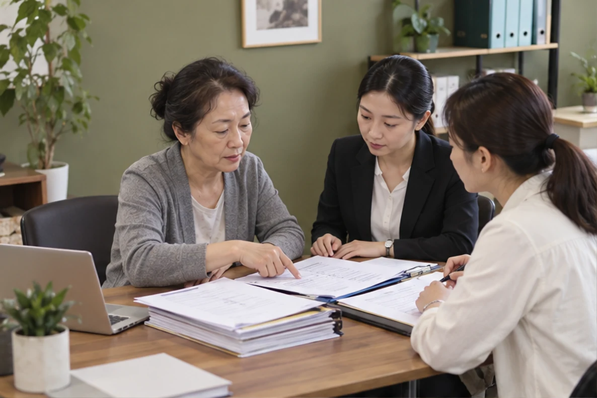 核对注册公司资料与办理事项的服务场景示意