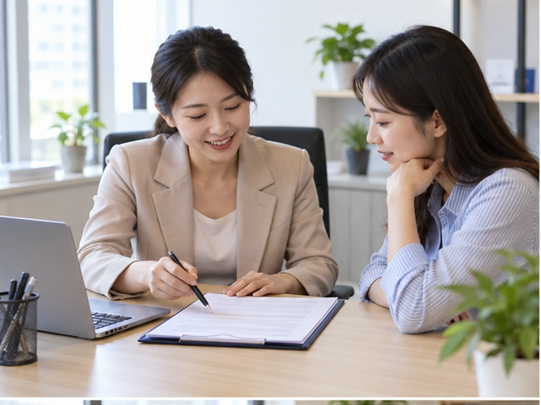 核对注册公司资料与办理事项的服务场景示意