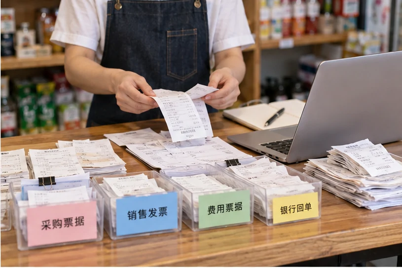 整理企业票据与日常账务资料的服务场景示意