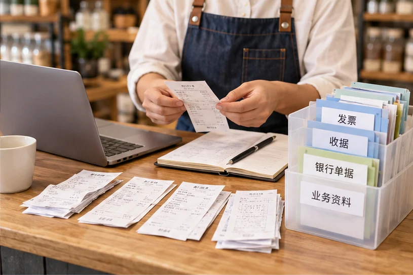 整理企业票据与日常账务资料的服务场景示意
