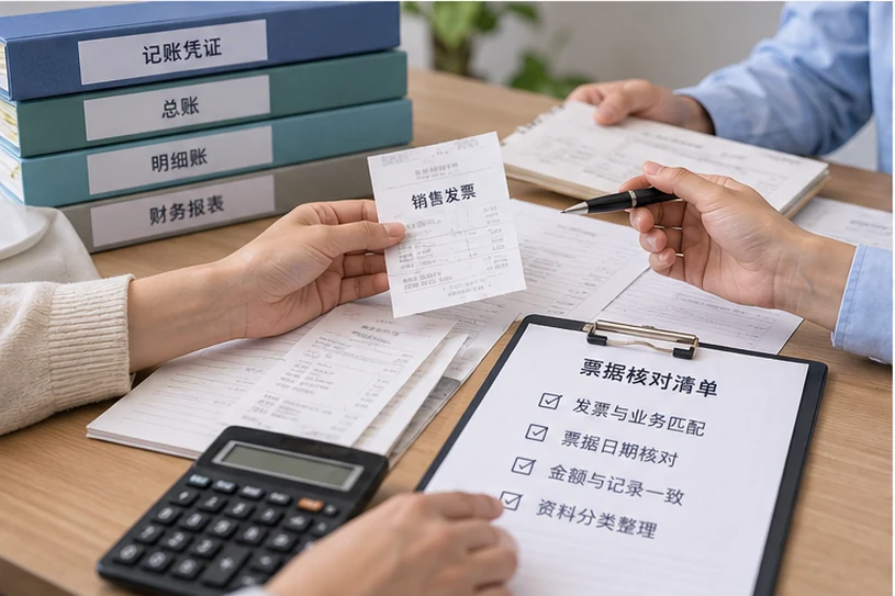 整理企业票据与日常账务资料的服务场景示意