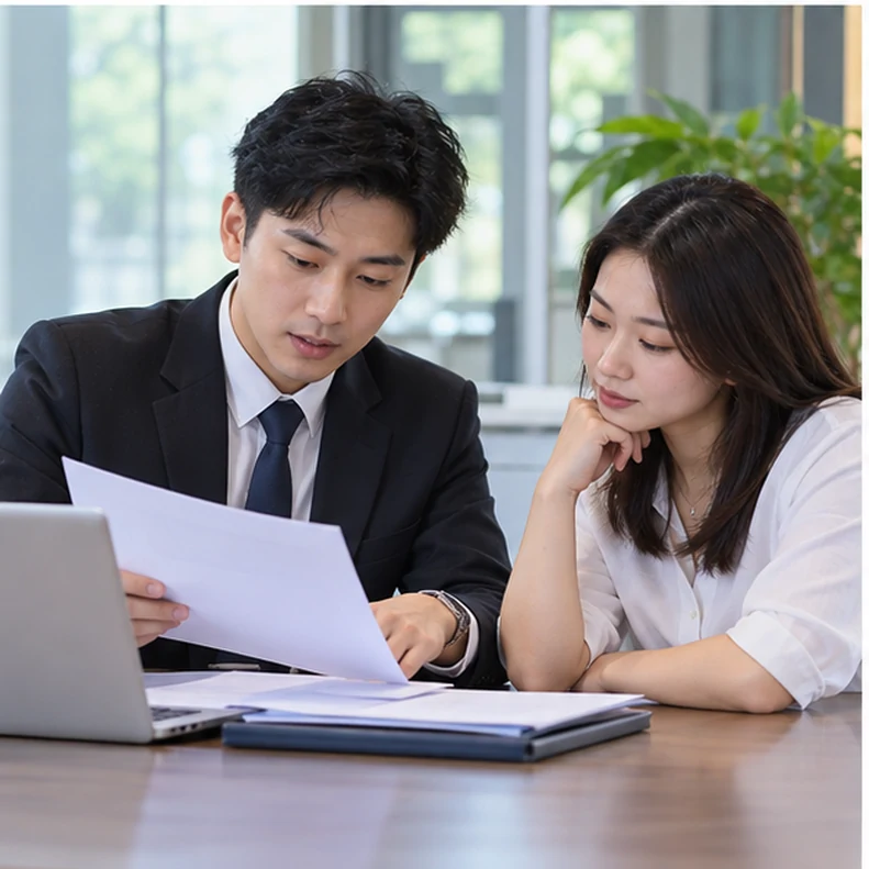 核对注册公司资料与办理事项的服务场景示意