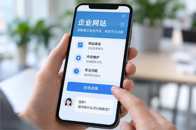 企业网站展示业务与服务信息的场景示意