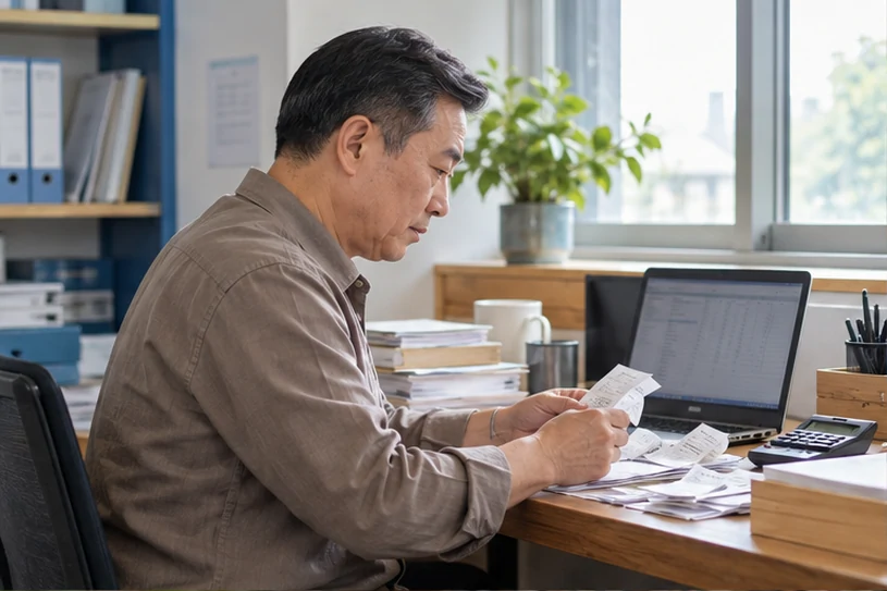 整理企业票据与日常账务资料的服务场景示意