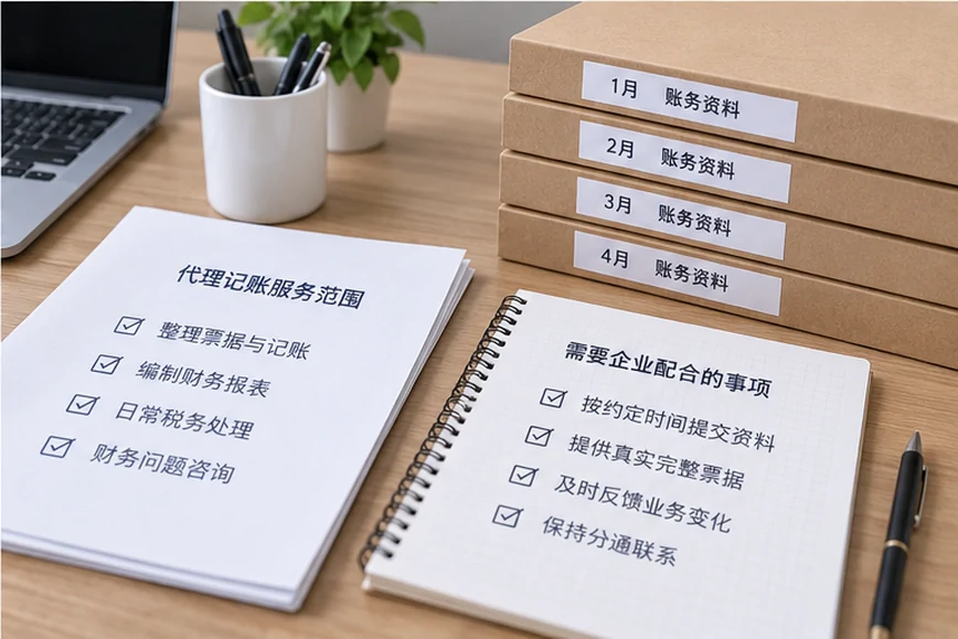 整理企业票据与日常账务资料的服务场景示意