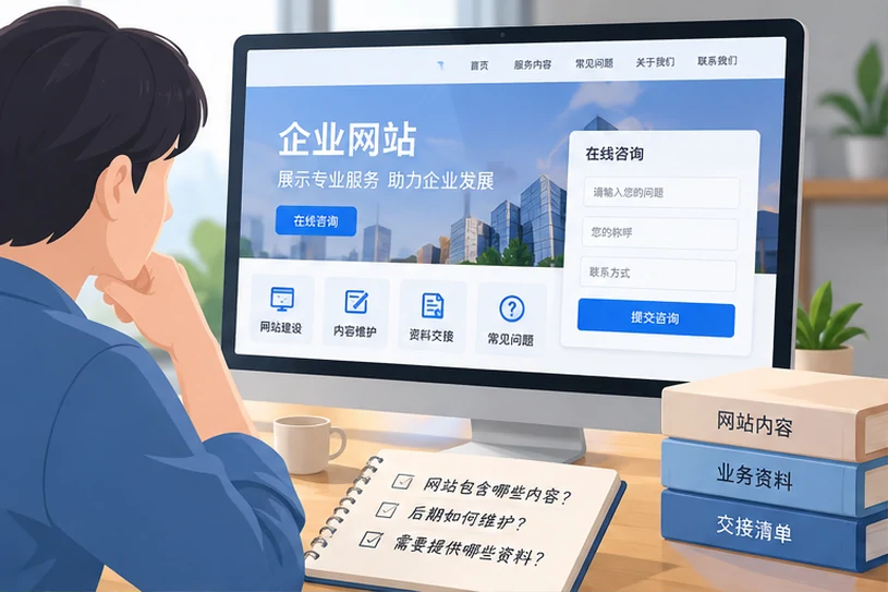 企业网站展示业务与服务信息的场景示意