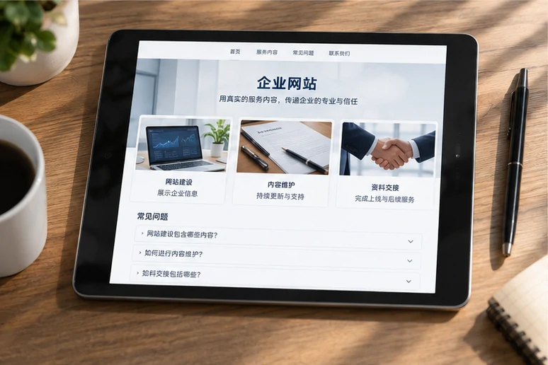 企业网站展示业务与服务信息的场景示意