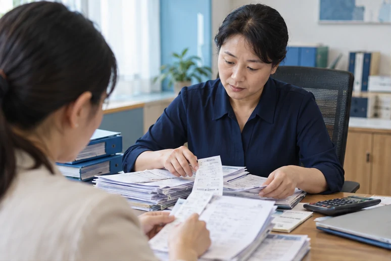 整理企业票据与日常账务资料的服务场景示意