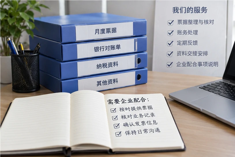 整理企业票据与日常账务资料的服务场景示意