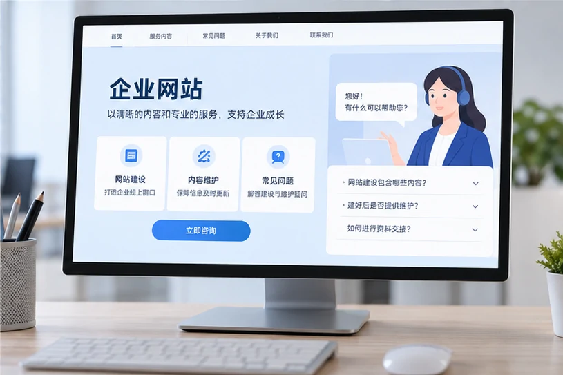 企业网站展示业务与服务信息的场景示意