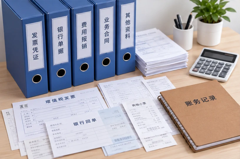 整理企业票据与日常账务资料的服务场景示意