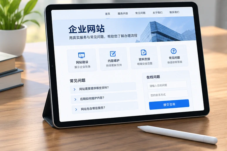 企业网站展示业务与服务信息的场景示意