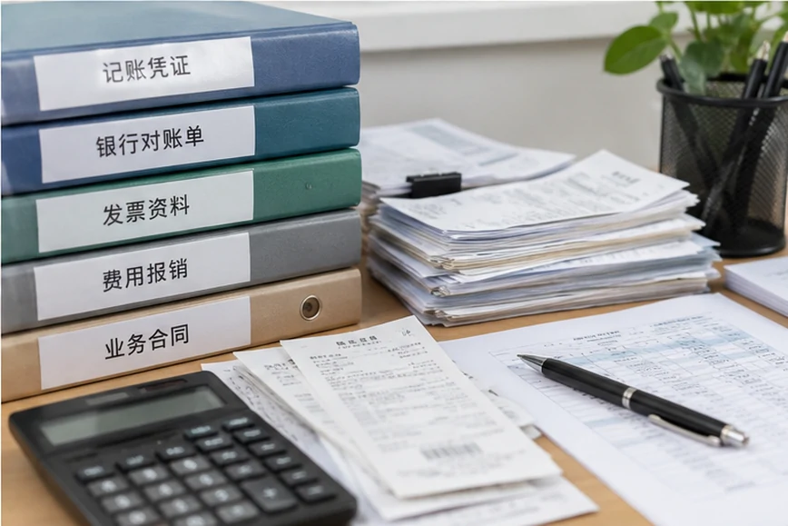 整理企业票据与日常账务资料的服务场景示意