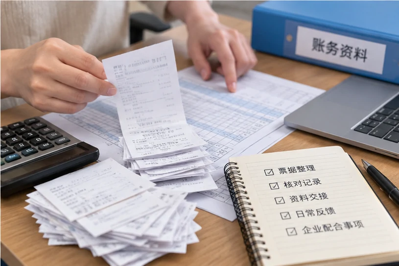 整理企业票据与日常账务资料的服务场景示意