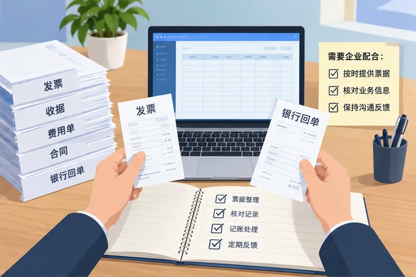 整理企业票据与日常账务资料的服务场景示意