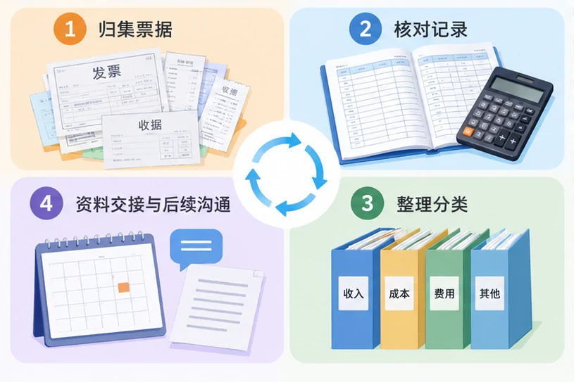 整理企业票据与日常账务资料的服务场景示意