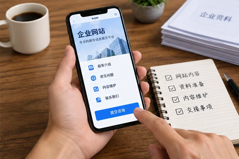 企业网站展示业务与服务信息的场景示意