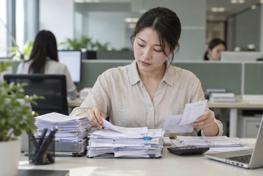 整理企业票据与日常账务资料的服务场景示意