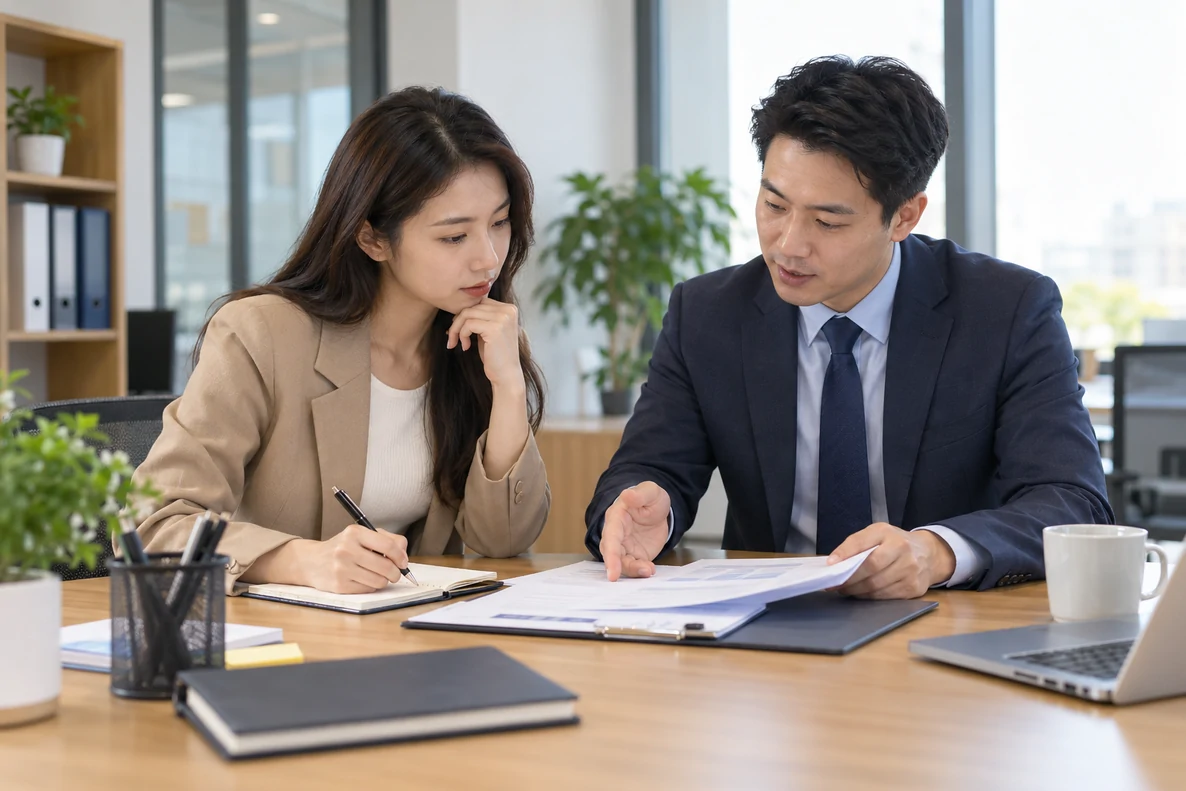 核对注册公司资料与办理事项的服务场景示意