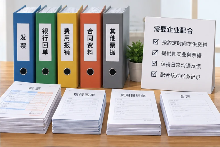 整理企业票据与日常账务资料的服务场景示意