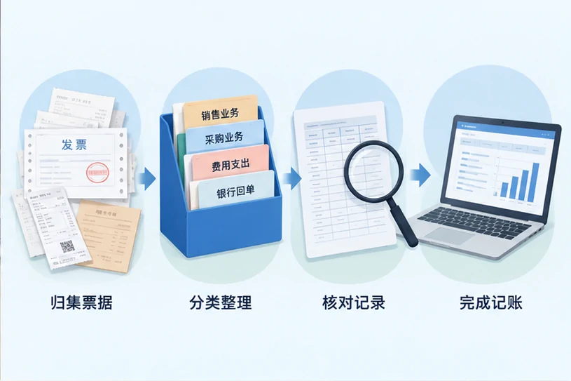 整理企业票据与日常账务资料的服务场景示意
