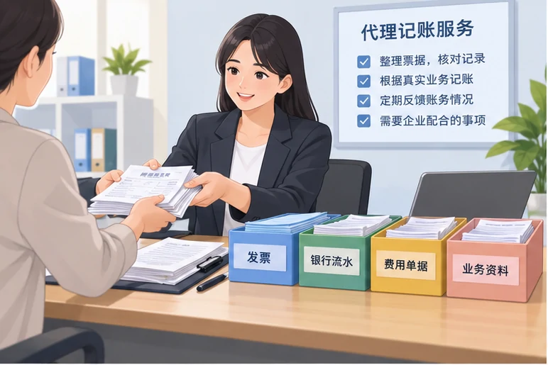 整理企业票据与日常账务资料的服务场景示意