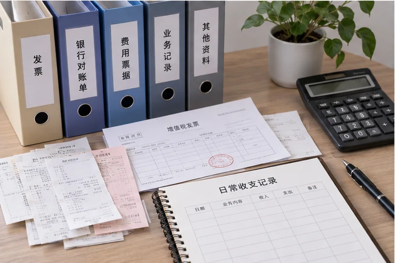 整理企业票据与日常账务资料的服务场景示意