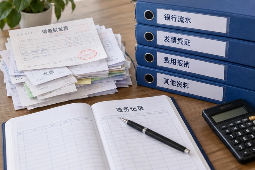 整理企业票据与日常账务资料的服务场景示意