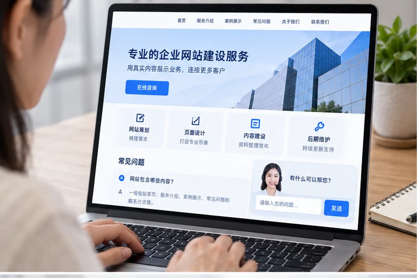 企业网站展示业务与服务信息的场景示意