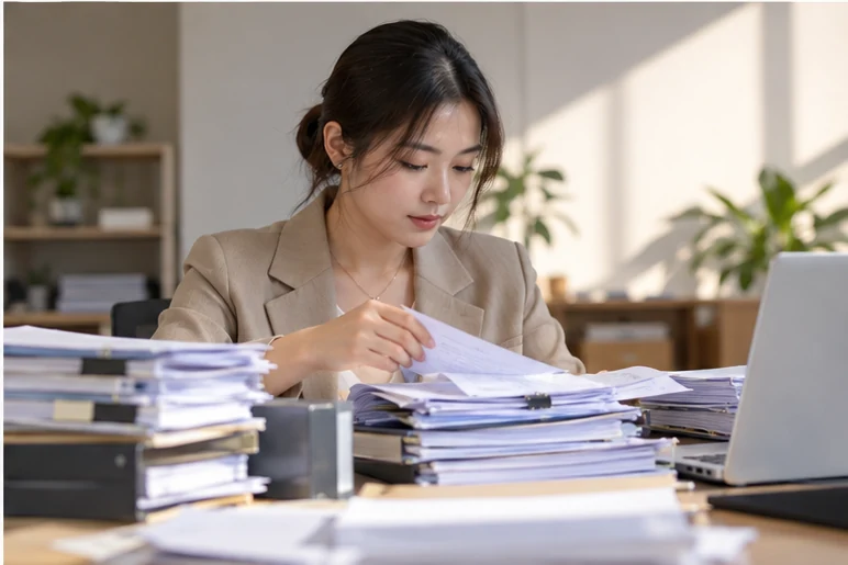整理企业票据与日常账务资料的服务场景示意