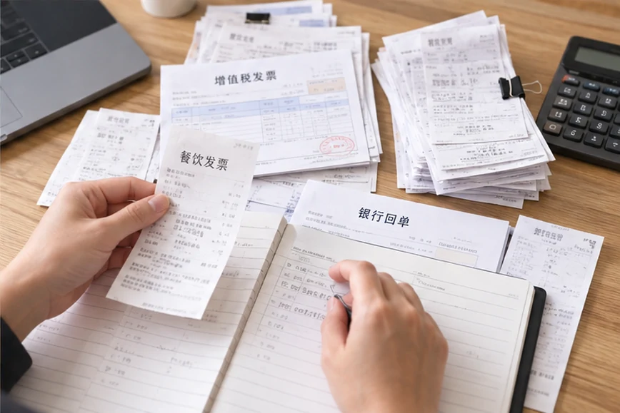 整理企业票据与日常账务资料的服务场景示意