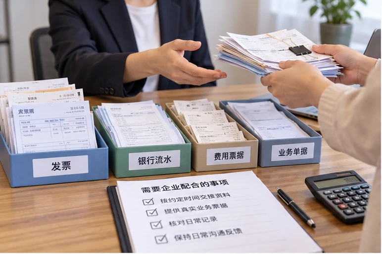 整理企业票据与日常账务资料的服务场景示意