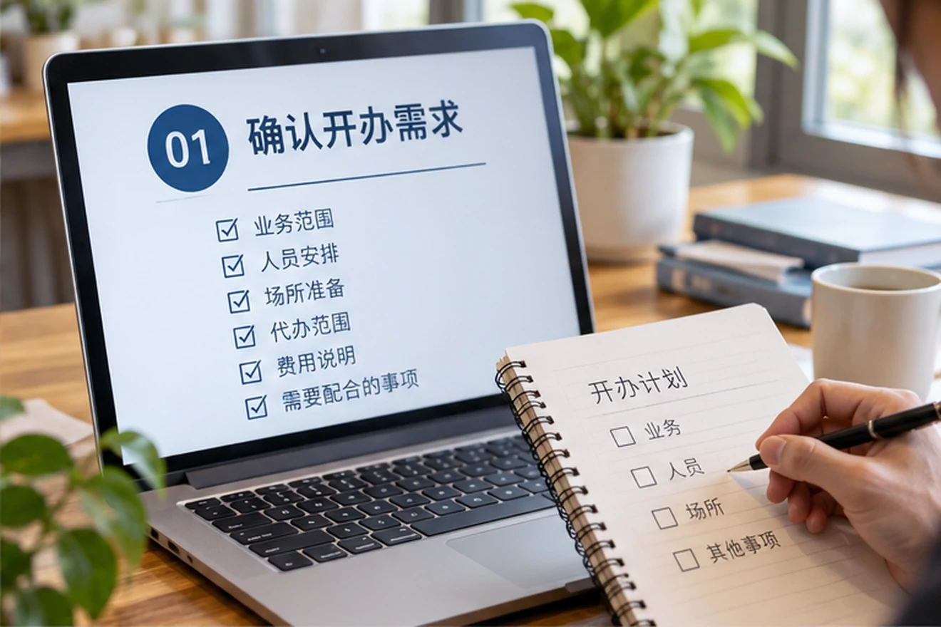 创业者一起整理开办计划的服务场景示意