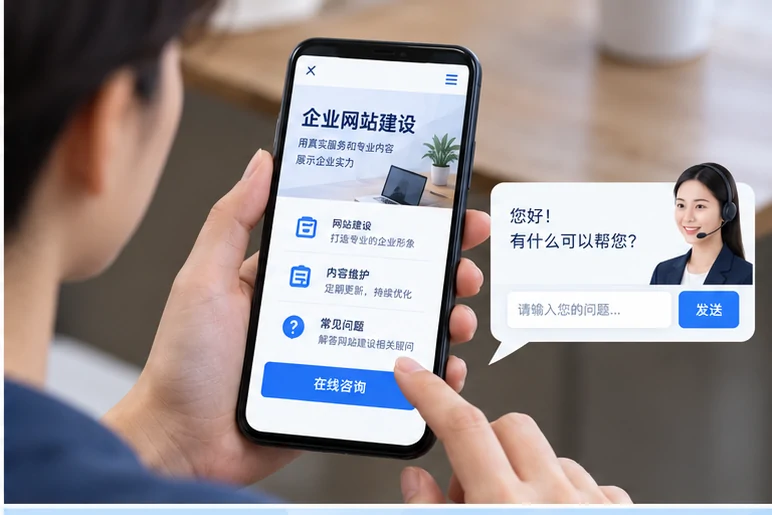 企业网站展示业务与服务信息的场景示意