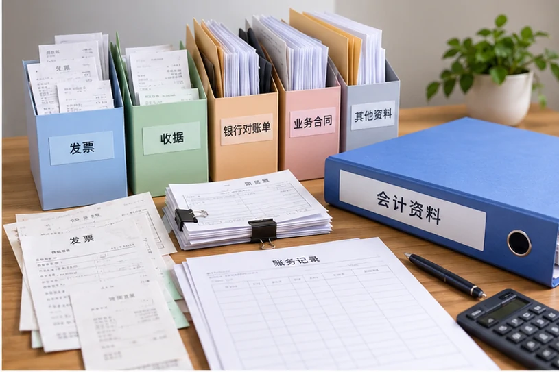 整理企业票据与日常账务资料的服务场景示意