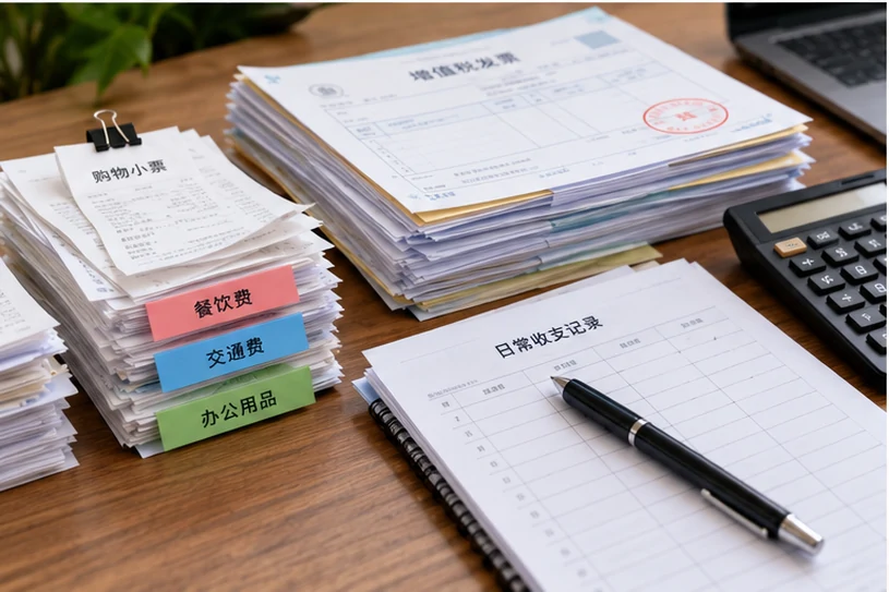 整理企业票据与日常账务资料的服务场景示意