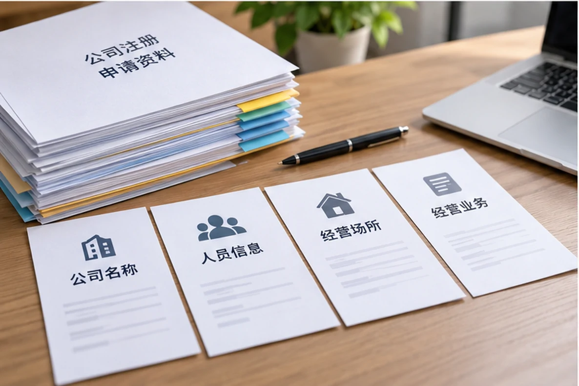 核对注册公司资料与办理事项的服务场景示意
