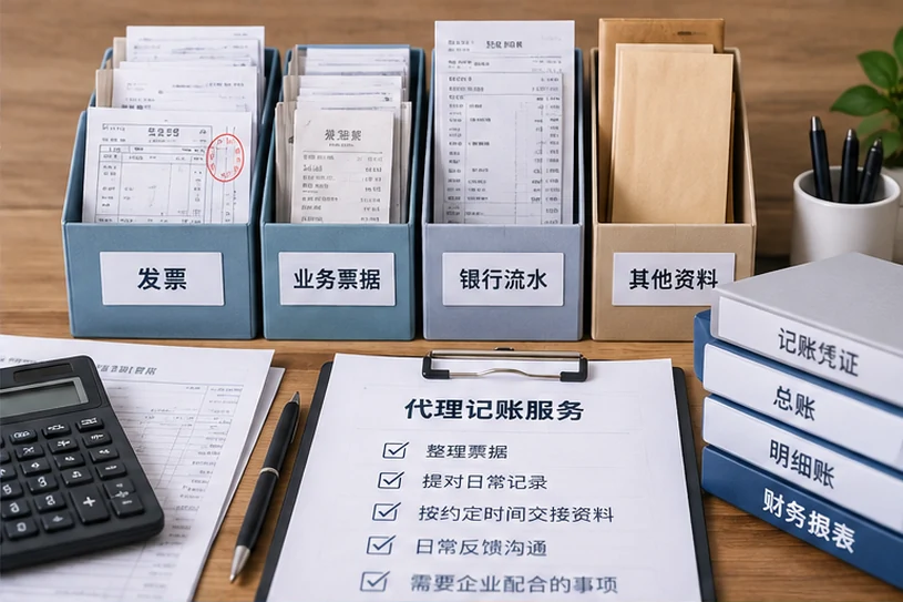 整理企业票据与日常账务资料的服务场景示意