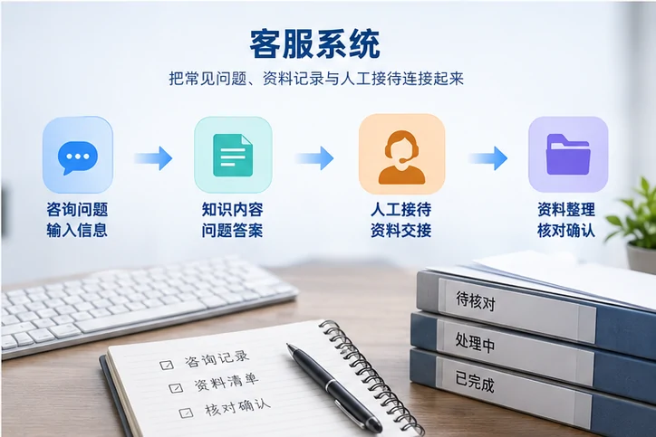 在线客服接待与咨询整理的服务场景示意
